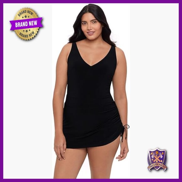 Size 16 One-Piece Swimdress with Tummy Control Adjustable Straps